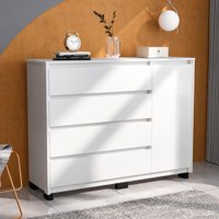 Cômoda Coimbra 1 Porta 4 Gavetas Branco - Politorno