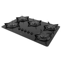 Cooktop Terim à Gás TRM 5B Vidro Preto Flange Esmaltada