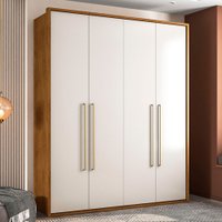 Guarda-Roupa Casal Sevilha 4 Portas 2 Gavetas Freijo/Off White - Politorno