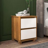 Mesa de Cabeceira Coimbra 2 Gavetas Freijo/Off White - Politorno