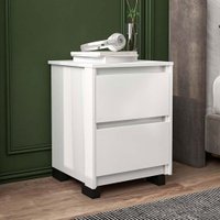 Mesa de Cabeceira Coimbra 2 Gavetas Branco - Politorno