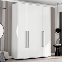 Guarda-Roupa Solteiro Coimbra 4 Portas 3 Gavetas Branco - Politorno