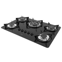 Cooktop Terim à Gás TRM 5B TC Vidro Preto Flange Inox