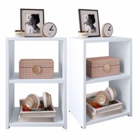 Kit 2 Mesa de Cabeceira Pequena Mesinha Prateleira Lateral Cama Box Casal Criado Retrô Quarto Bella - Branco - RPM