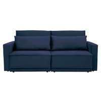 Sofá-Cama Casal 3 Lugares Retrátil Sem Caixa Aspen Suede Azul Petróleo
