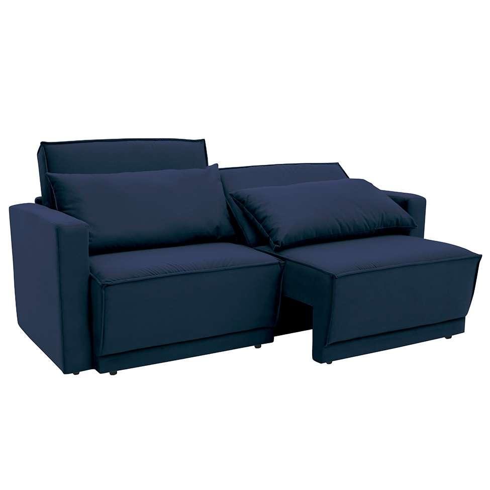 Sofá-Cama Casal 3 Lugares Retrátil Sem Caixa Aspen Suede Azul Petróleo