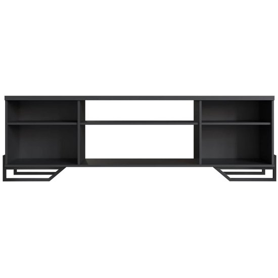Rack Estante Painel Para Tv 60" 183x40x57cm MDP Telada P1027 Preto Estilo Industrial Placa e Ponto