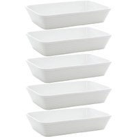 5 Travessas Brancas de Porcelana 29x20x5cm Retangulares Línea Refratário para Gratinados