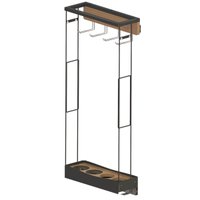 Porta Espetos Para Churrasco Steel em Chapa de Aço e Madeira com Porta Condimentos
