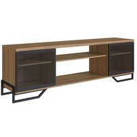 Rack Para Tv 60" 183x40x57cm MDP Portas Teladas Estilo Industrial P1027 Preto Mel
