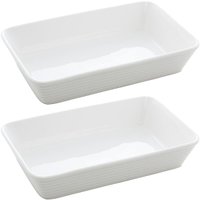 Kit 2 Refratários Línea de Porcelana Branca 29x20x5cm Lyor Travessa para Lasanha