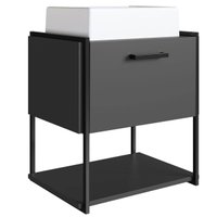 Gabinete Suspenso Banheiro 50x38,5x54cm Porta e Cuba Grafite Industrial