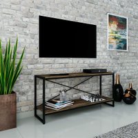Rack Studio Carvalho Dark e Preto 120 cm