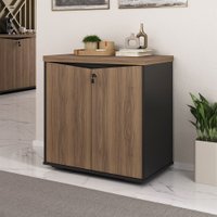 Armário para Escritório Y37 2 Portas com Chave Nogal/Branco - Artany Móveis