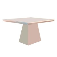 Mesa de Sala Jantar Luna Com Tampo Madeirado Canto Reto 120x80cm Off White - Rufato