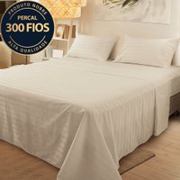 Jogo de Cama King 4 Peças 300 Fios 100 Algodão Adamascado - BF Colchões Marfin