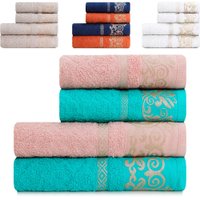 Kit 4 Toalhas Banhão e Rosto Açores 100 Algodão Marcotex Rosa/Azul  Claro