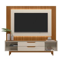 Rack Los Angeles com Painel São Paulo 2.2 Linea Brasil Whisky/Off White Brilho