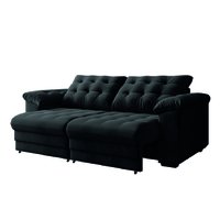 Sofá Retrátil e Reclinável Bipartido 3 Lugares 2,30m Suede Veludo Coliseu Selmer Preto