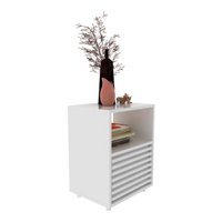 Mesa de Cabeceira 38,3cm com 1 Gaveta Ripada Multimóveis CR35246 Branco