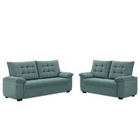 Conjunto de Sofá 2 e 3 Lugares Bertioga Veludo Cinza Luizzi