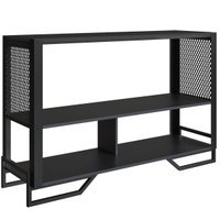 Aparador 2 Prateleiras Estilo Industrial Telado P1021 Preto Placa e Ponto