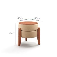 Puff Frapê Linho Bege 47 cm