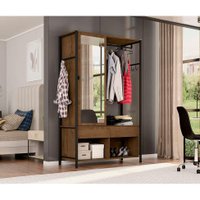 Guarda-Roupa Closet Modulado com Espelho New Barcelona 1 PT 2 GV Preto e Demolição 119 cm