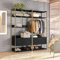 Guarda-Roupa Closet Industrial Mital 4 GV Preto e Dourado 178 cm
