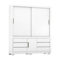 Guarda-Roupa Casal Arbo Flex 3 PT 6 GV Branco e Rosa