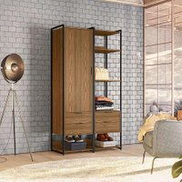 Guarda-Roupa Closet Industrial Mital 1 PT 4 GV Conhaque e Preto