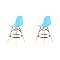 Conjunto com 2 Banquetas Eames DSW Azul Claro