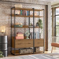 Conjunto de Módulos Estante para Livros Industrial Mital 4 GV Conhaque e Preto 143 cm