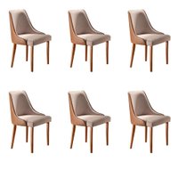 Conjunto com 6 Cadeiras de Jantar Esmeralda II Caramelo e Bege