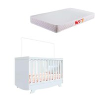 Berço Minicama Nick Branco com Colchão Infantil Baby Liso D18 (10x70x130) Branco