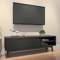 Rack Avery Preto e Madeirado 125 cm