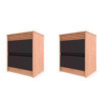 Conjunto com 2 Mesas de Cabeceira Detroit 4 GV Naturale e Grafite