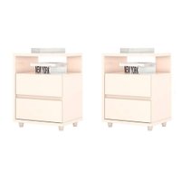 Conjunto com 2 Mesas de Cabeceira Lacy 4 GV Off White