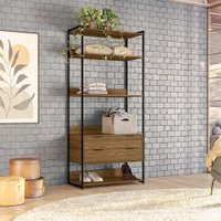 Guarda-Roupa Closet Industrial Mital 2 GV Conhaque e Preto 89 cm
