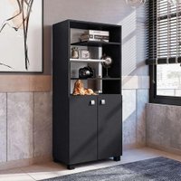 Armário de Escritório Luna 2 PT Preto e Branco