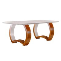 Mesa de Jantar Retangular com Tampo de Vidro Pádua Cinamomo Imbuia e Off White 180 cm