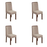 Conjunto com 4 Cadeiras Exclusive Veludo Creme e Imbuia Clean