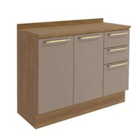 Balcão de Cozinha com Tampo Botanic 2 PT 3 GV Fendi e Nogueira Balcão de Cozinha com Tampo Botanic 2 PT 3 GV Fendi e Nogueira