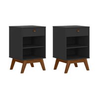 Conjunto com 2 Mesas de Cabeceira Versalhes 2 GV Preto