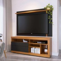 Rack Inajá com Painel para TV até 70 Polegadas Leme Preto e Noce Milano