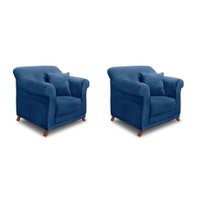 Conjunto com 2 Poltronas Abruzzo Suede Azul Marinho