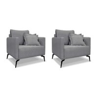 Conjunto com 2 Poltronas Lazio Linho Cinza