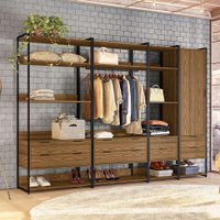 Guarda-Roupa Closet Industrial Mital 1 PT 8 GV Conhaque e Preto