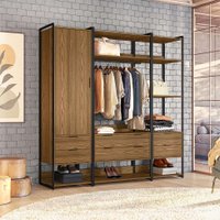 Guarda-Roupa Closet Industrial Mital 1 PT 6 GV Conhaque e Preto