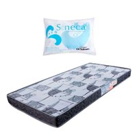 Colchão Solteiro de Espuma D20 Astra (14x88x188) Preto e Cinza com Travesseiro Soneca Branco